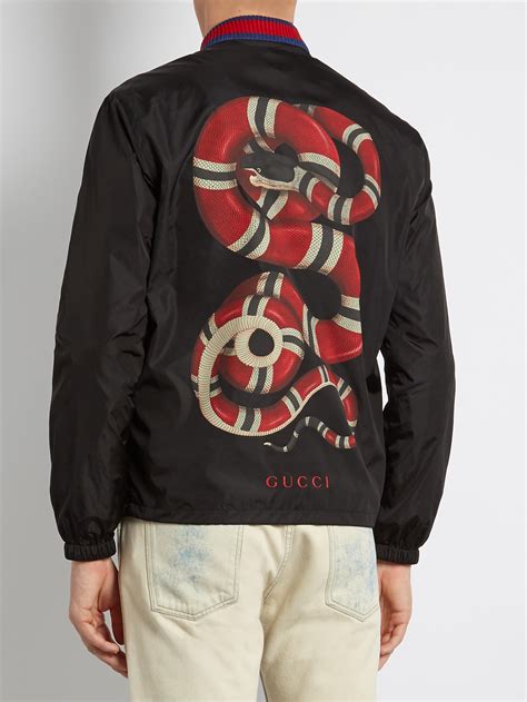 gucci snake bomber jacket mens|Gucci men's denim trucker jacket.